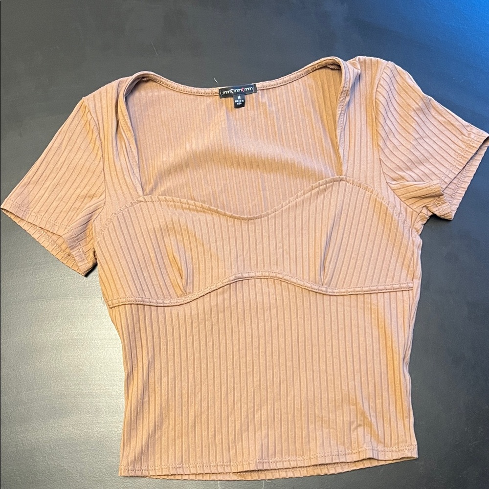 Forever 21 Ribbed Brown Crop Top